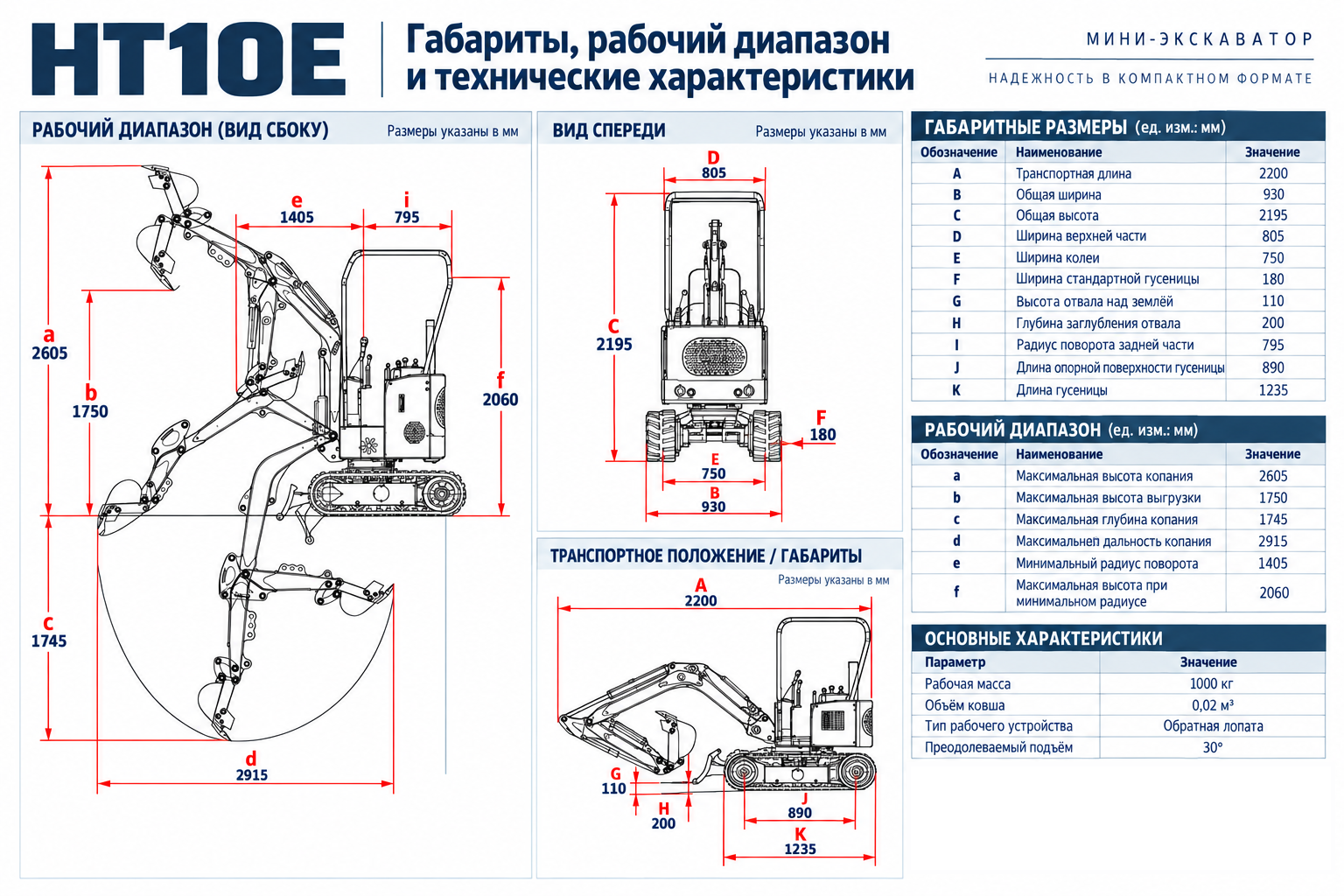 Мини-экскаватор HT10E 5